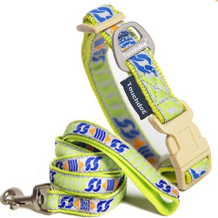 TOUCHDOG Chain Printed Tough Stitched Embroidered Collar & Leash Yellow Small CLSH3YLSM